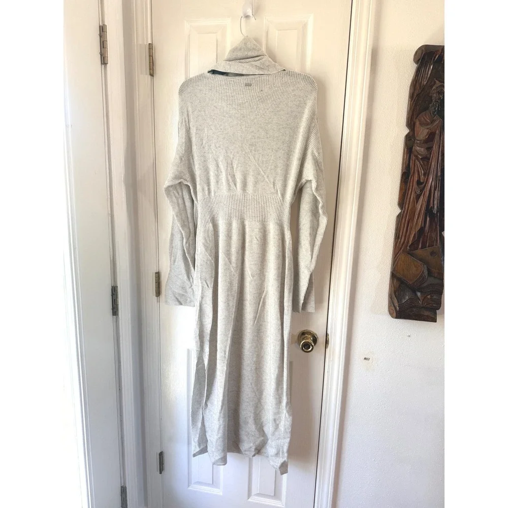 TOCCIN Liliana Sweater Dress Soft Gray Wool Cashmere Scarf Neck Midi Dress L - Picture 10 of 10